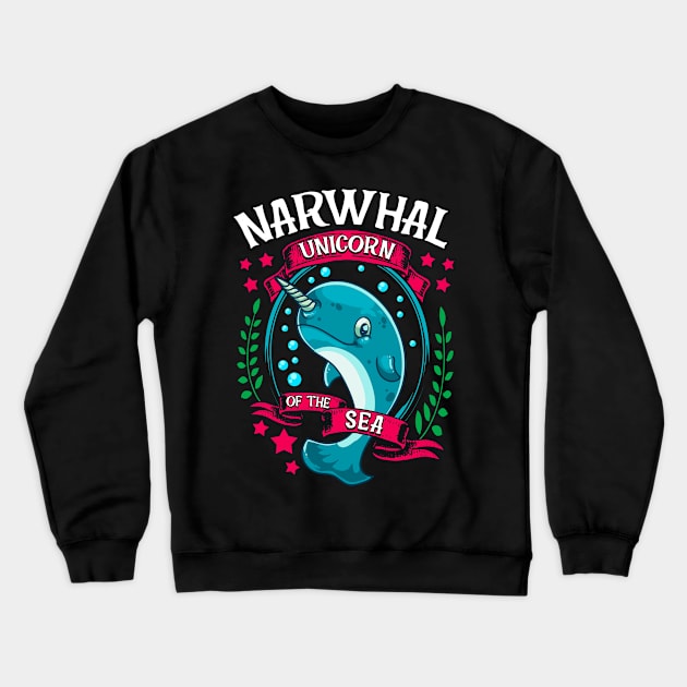 Funny Narwhal: Unicorn Of The Sea Crewneck Sweatshirt by theperfectpresents